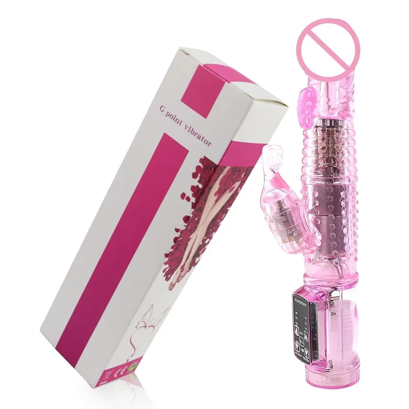 Dildo Rabbit Vibrator Masturbator G Spot 12 Speeds Vibration Dual Motor Massager Clitoris Rotation Stimulator Female Sex Toy