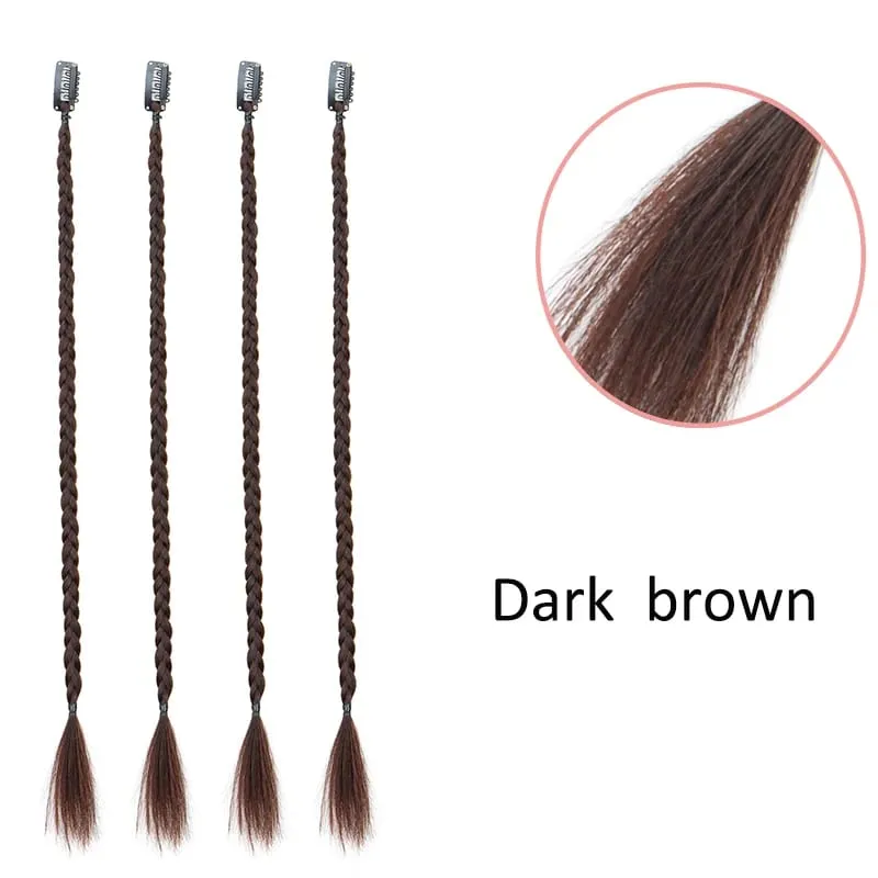 4pcs 20"Long Synthetic Clip-In Box Braid Hairpiece Extension Boho Hairstyle High-Temperature Fiber Daily Costume Party K-POP