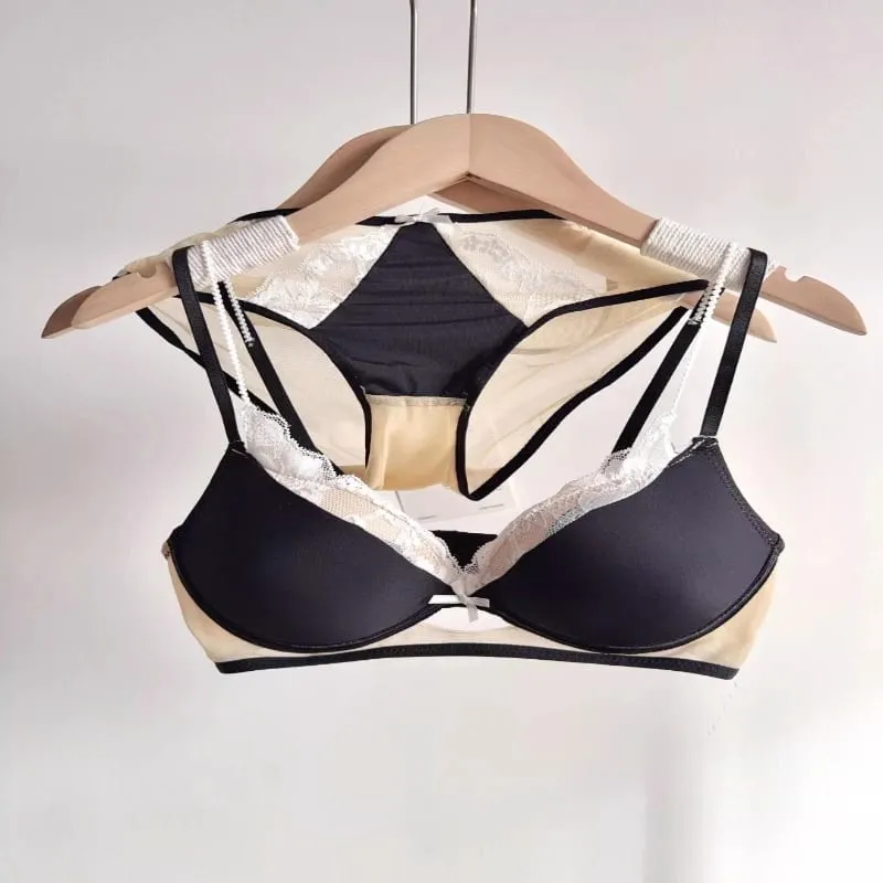 New French Lace Bra Set Ladies Push Up Lift Gathering Double Cup Small Bust Enhancer Soft Comfort Daily Wear Underwear for Women — image 4
