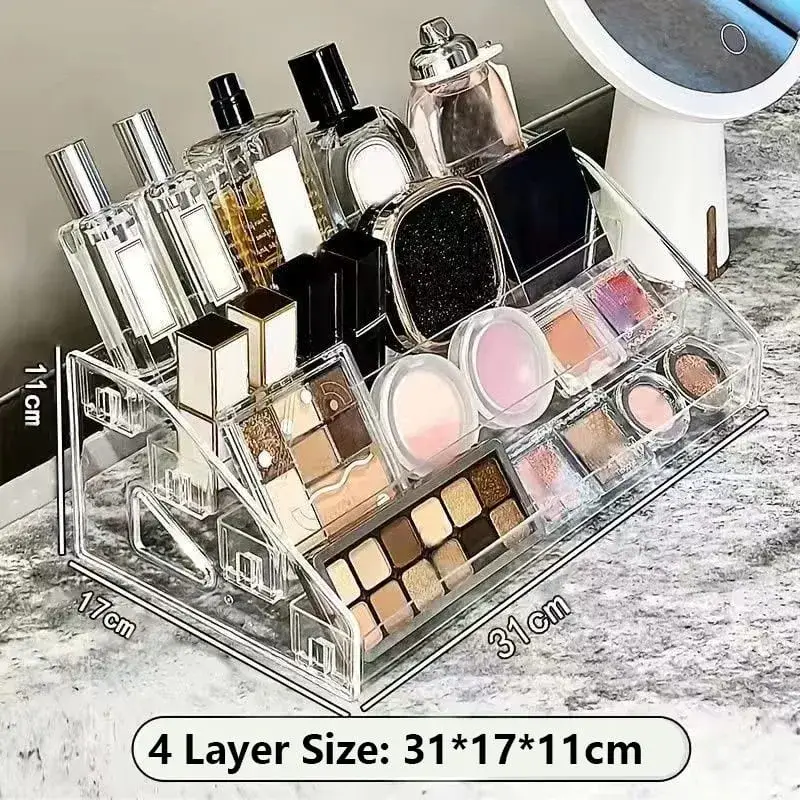 Transparent Cosmetic Organizer Display Case Multi-Layer Makeup Brushes Lipsticks Jewelry Hairpin Storage Rack Desktop Holder
