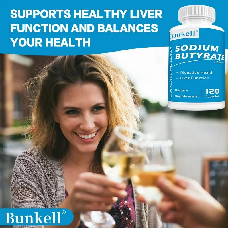 Sodium Butyrate Gut Health Supplement Postbiotic for Gut Stomach & Digestive Gut Wellness 120 Vegan Capsules
