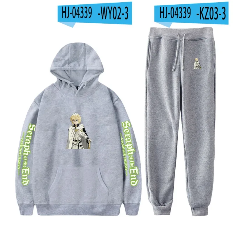 Harajuku confortable Seraph de la fin imprimé sweat-shirt pantalons de survêtement costume à capuche + pantalon costume garçons/filles 2 pièces ensemble vêtements