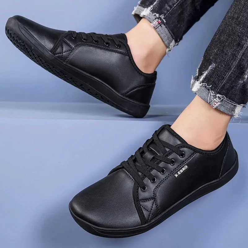 Oiaano Wide Toe Men Minimalist Shoes Comfortable Sneakers Leather Casual Shoes Black Slip On Leisure Loafers Drive Office