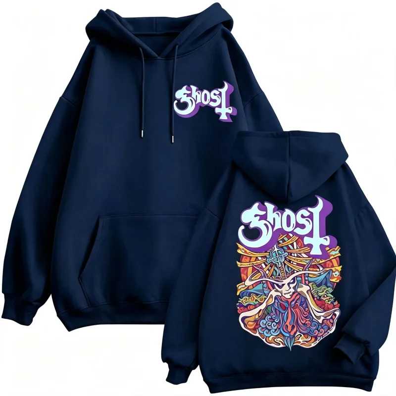 Ghost Band Graphic Zipper Hoodies Men Women Fashion Y2k Oversized Zip Up Sweatshirts Gothic Rock Hip Hop Pullovers Streetwear
