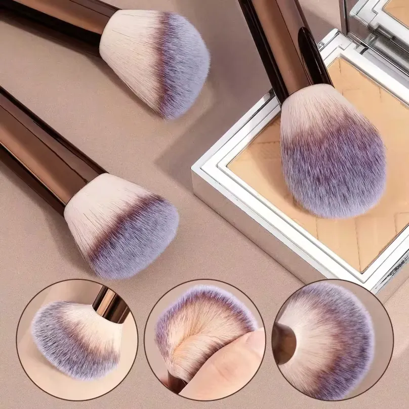 16PcsProfessional Makeup Brush Set With Bag and 2 Puffs Cosmetic Brush Set Metal Frame Multiple Brushes
