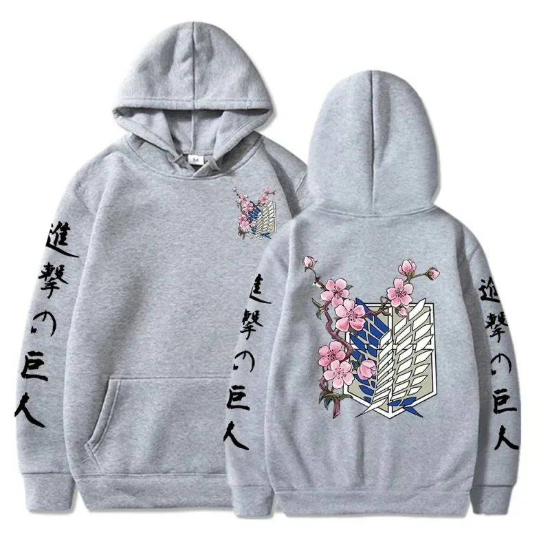 2026 Anime Attack On Titan Wings Of Liberty Sakura Wings of Liberty Graphic Men Women Hoodies Plus Size Sweatshirt Streetwear