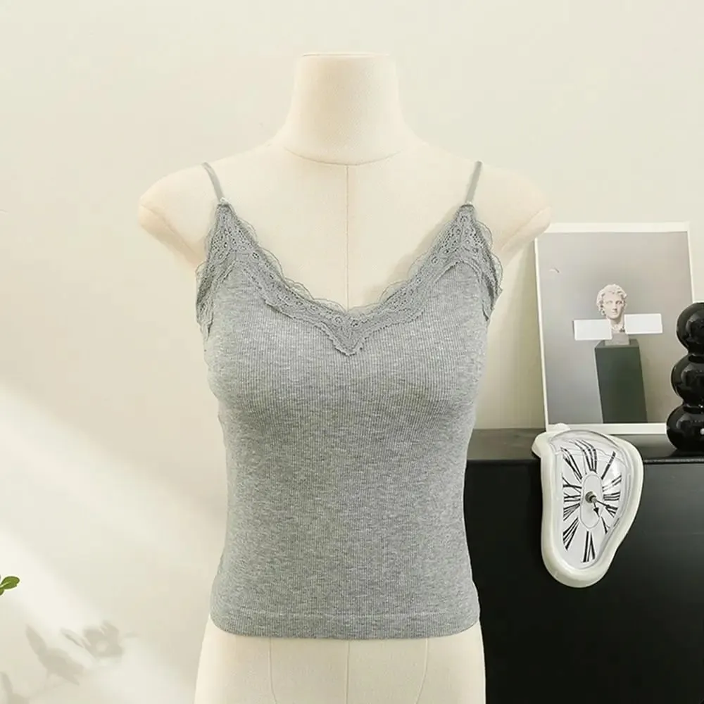 Bequemer, atmungsaktiver Spitzen-BH mit Trägern, einfarbig, bauchfreies Top, sexy Stil, kabelloses Sommer-Top