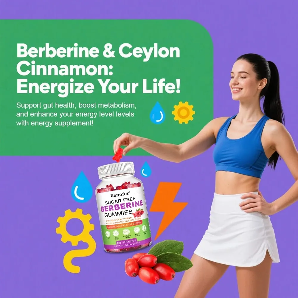 Berberine Gummies - with Ceylon Cinnamone Milk Thistle - Support Immune Heart Metabolic and Digestive Health - 60 Gummies