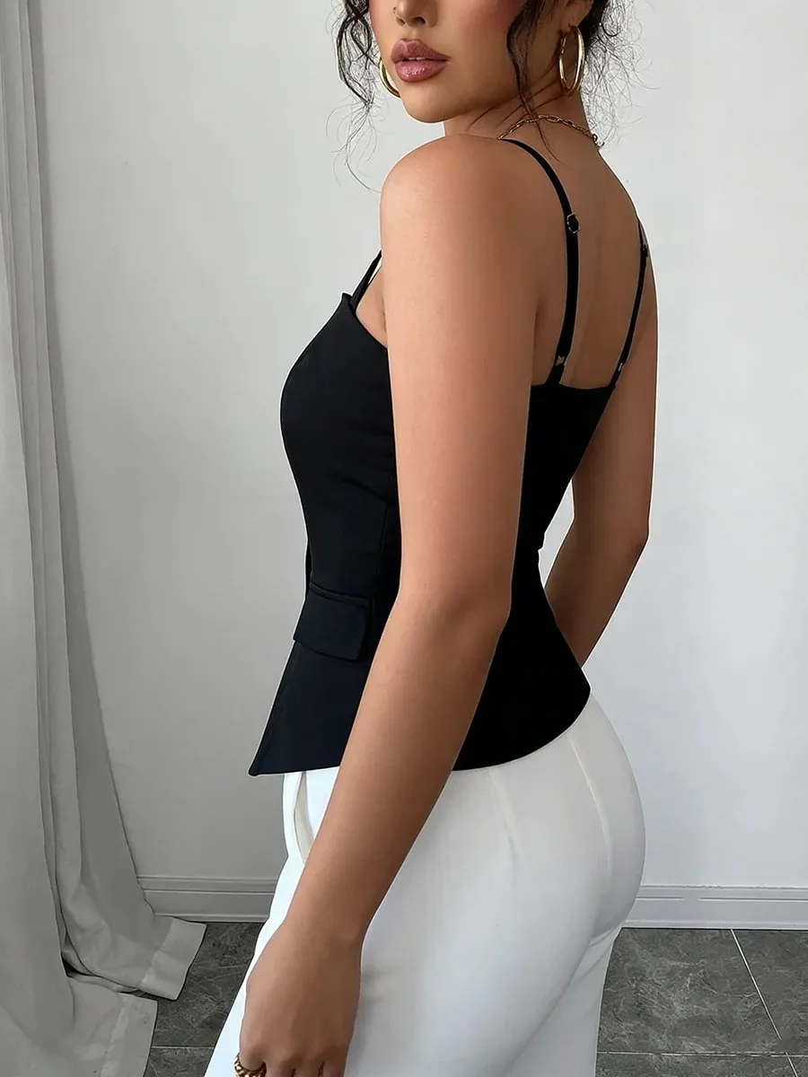 Sexy Style Spaghetti Strap Tank Top Slim Fit Sweetheart Neck Cami for Summer