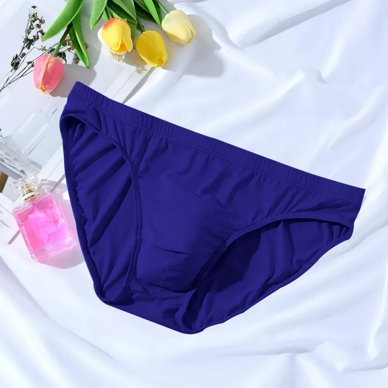 New Big Men's U Convex Underwear Ice Silk Quick Drying Briefs Summer Cool Low Waist Thin Male Underpants Plus Size