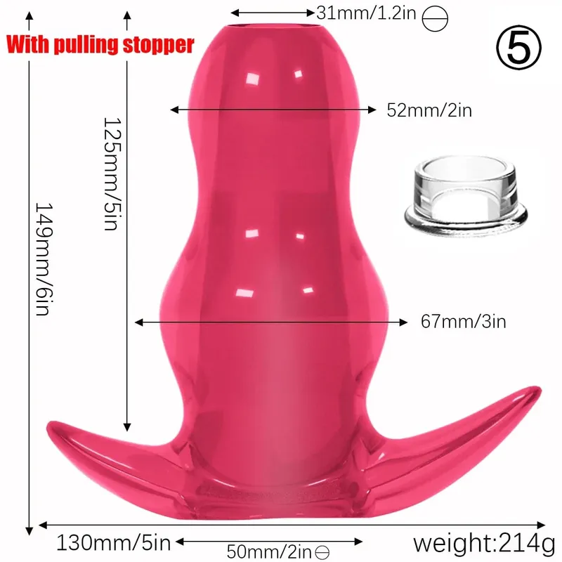 Purple TPE Hollow Tunnel Butt Plug Set - Graduated Open Anal Stretcher Plugs Flexible Sex Toy for Men & Women