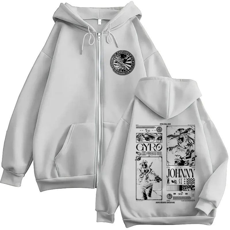 Anime Jojo Bizarre Adventure STEEL BALL RUN Zipper Hoodies Men Women Zip Up Hooded Sweatshirts Vintage Jackets Coats Streetwear — image 7