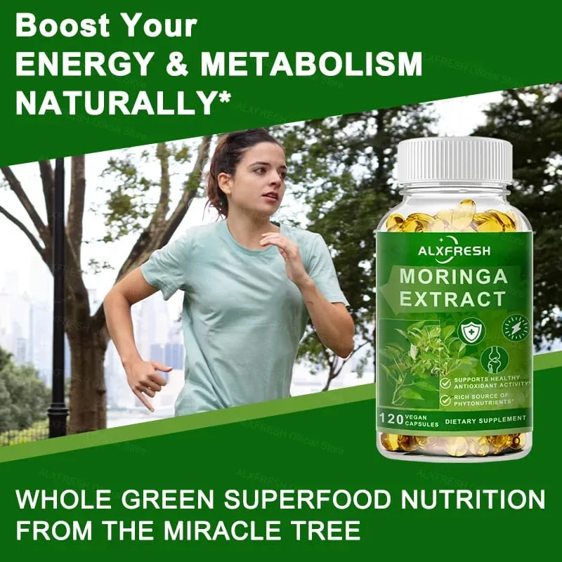 Moringa Capsules Support Blood Sugar Cardiovascular Health Promote Digestion Metabolism Improve the Intestines Relieve Fatigue