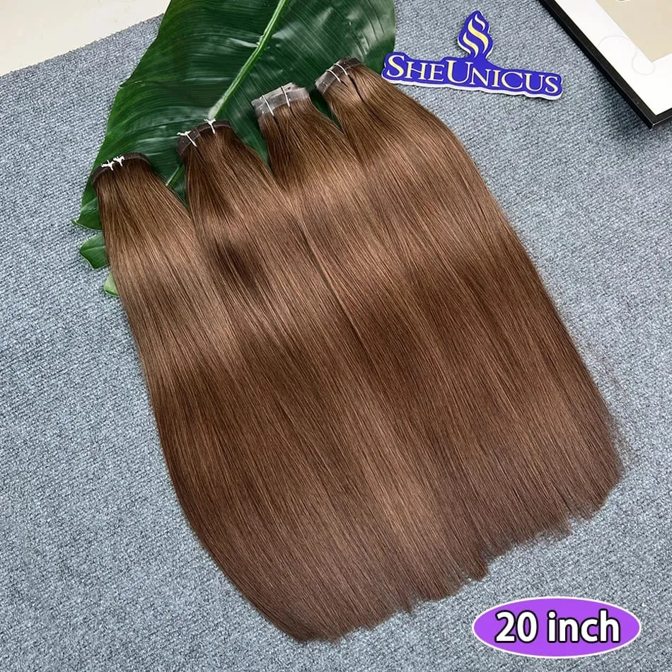 #2 色直 PU 夾接髮 100% 真髮 100 克/套 7 件套無縫隱形 PU 緯紗越南發女式