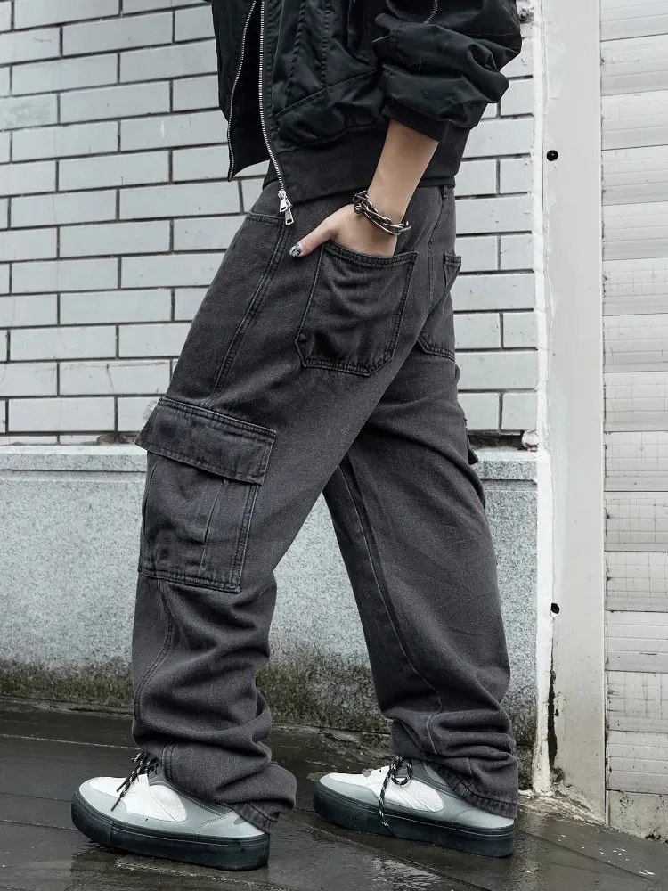 Y2k New Baggy Jeans Male Hip Hop Harajuku Trousers Wide Leg Denim Pants Men's Jeans Streetwear Korean Oversize Cargo Pants