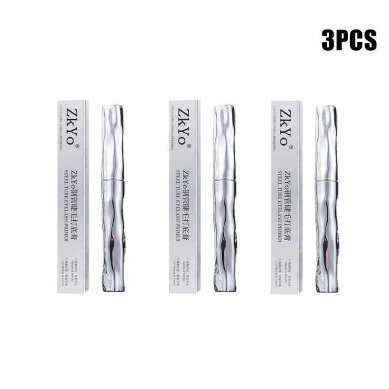 ZkYo Steel Tube Eyelash Primer Natural Black Mascara 3D Thick And Fluffy Waterproof Non-Smudging Women Eye Makeup