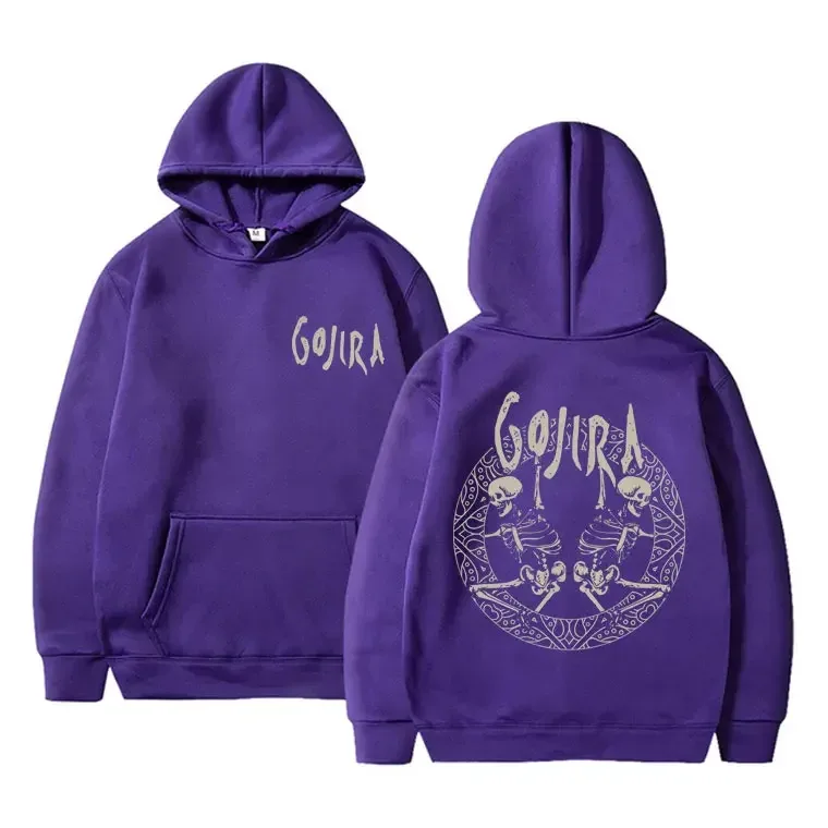 Sudadera con capucha con estampado de doble cara de esqueleto de Gojira de banda de Metal francesa para hombre y mujer, Jersey Vintage con capucha, sudaderas informales de gran tamaño para hombre