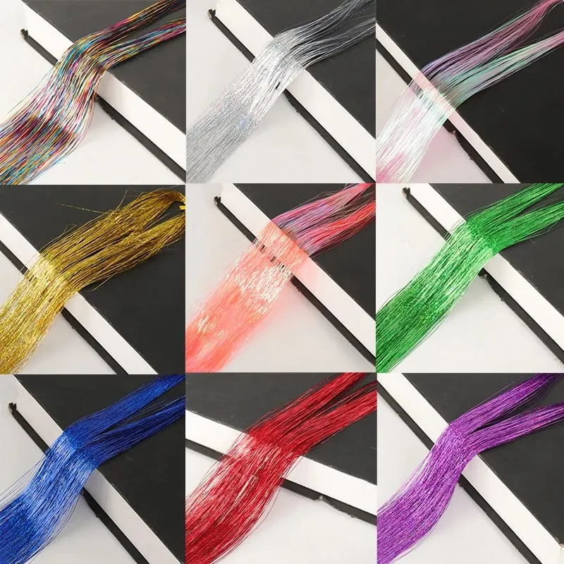 Sada umělých vlasů Tinsel Kit 48palcová Barevná víla Tinsel prodlužování vlasů tepelně odolná s lesklými vlasy Příslušenství pro ženy