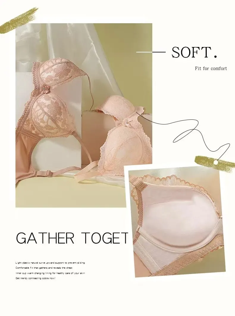 Thickened 8cm Push-Up Adjustable Bra without Underwire for Small Breasts Comfortable Gathered Auxiliary Lingerie for Women