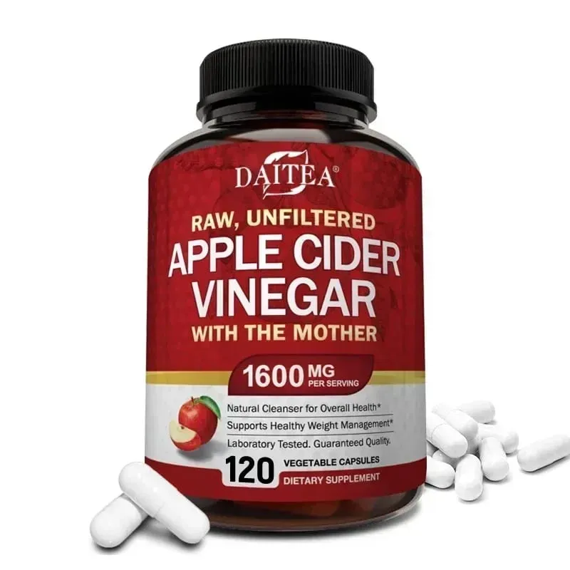 Cuka Cider Epal 1600 mg dengan Ibu untuk Penghadaman yang Sihat Menurunkan Berat Badan dan Tenaga