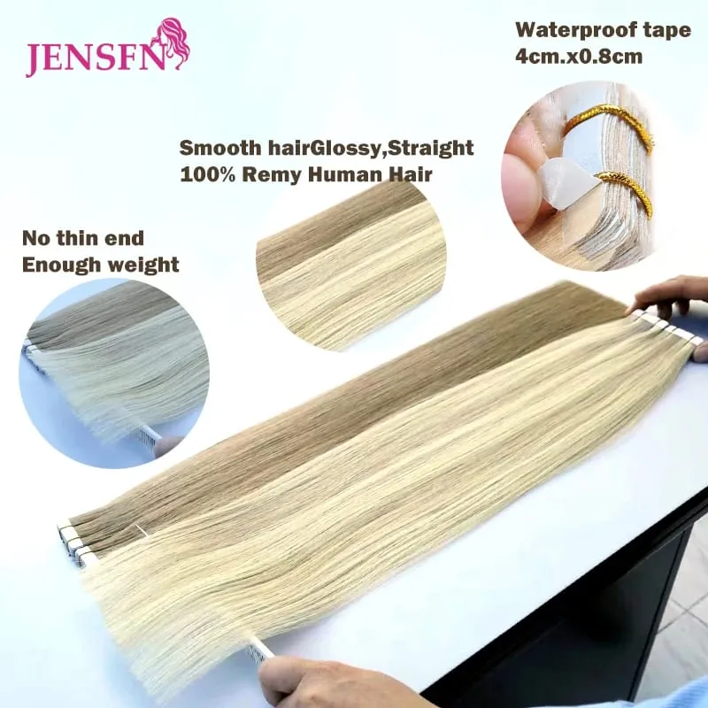 Tape In Hair Extensions 100% Really Human Hair Remy 16"-24"Inch Brown Blond 613 Straight PU Skin Weft Tape Ins For Salon