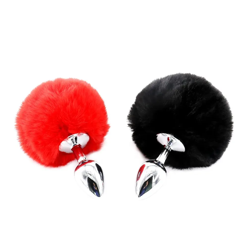 Stainless Steel Rabbit Tail Metal Butt Plug Anal Sex Toy Metal Plush Anal Plug Massager Sex Toys for Masturbator Women