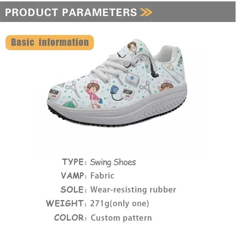 Fashion Women's Nurse Shoes Non-Slip Soft Platform Sneakers Medical Assitant Pattern Air Cushion Footwear Zapatos
