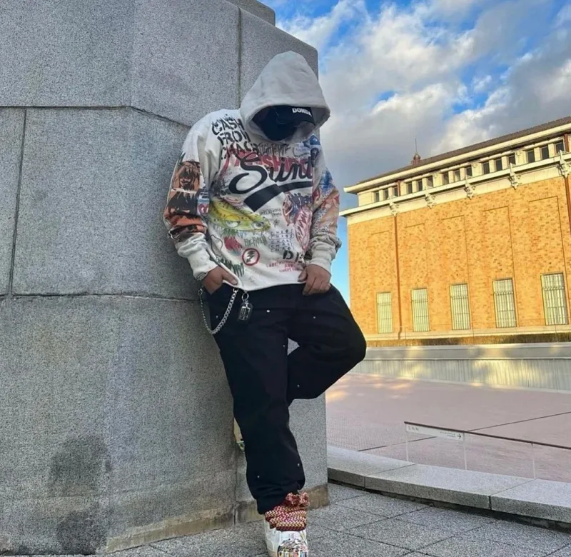 24FW SAINT Vintage Angel Printed Distressed Women Men Hooded Sweatshirt Hoodies Oversized Men Casual Cotton Pullover Hoodie