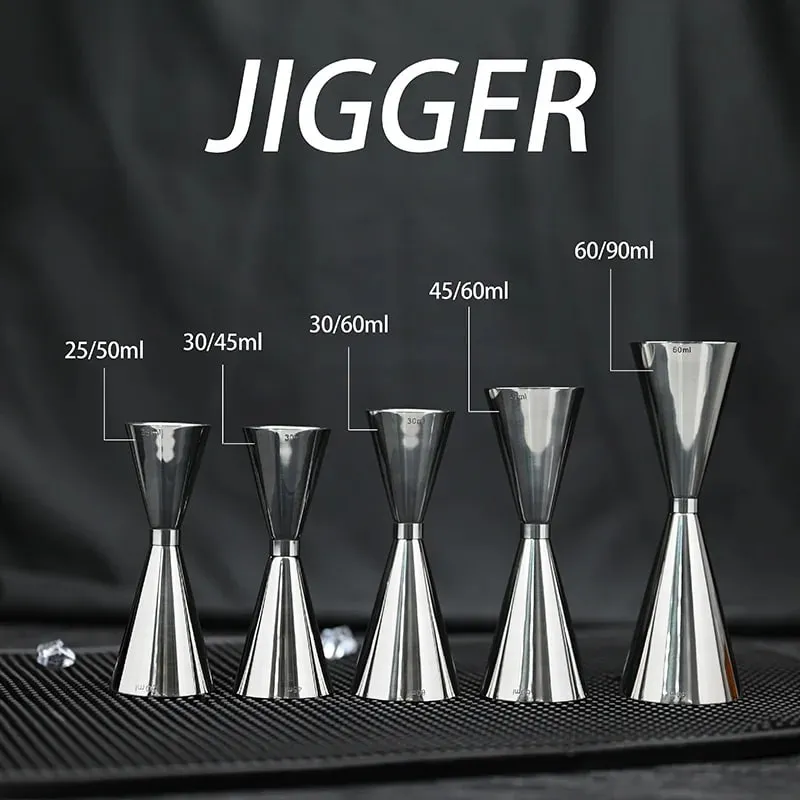 30/45/60/90ml Measuring Cup 304 Stainless Steel Measure Cup Cocktail Shot Drink Spirit Jigger Mixed Beaker Liquid Measuring Cups