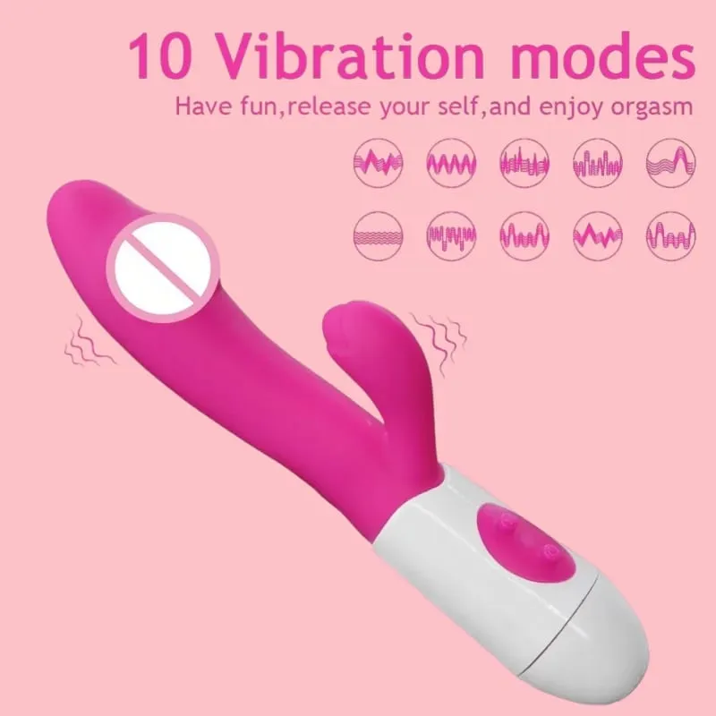 Silikon G-spot Tavşan Vibratör Çift Titreşim Klitoral Masaj 10 Hız Şarj Edilebilir Su Geçirmez Zevk Kadınlar için Seks Oyuncak