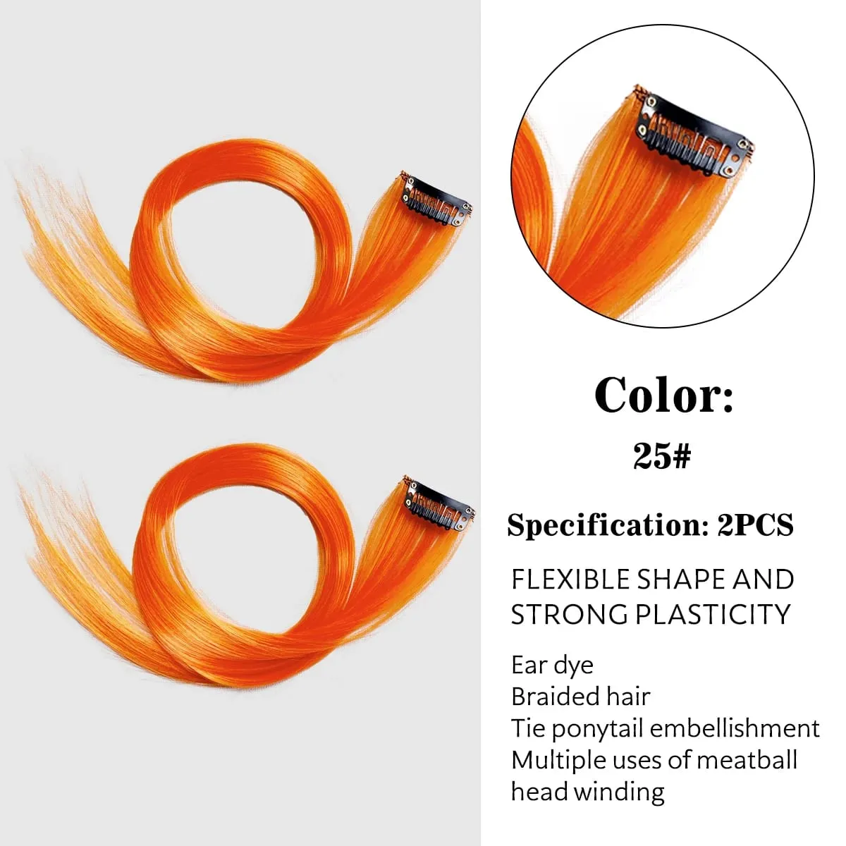 Synthetic Colored Clip In Hair Extensions Straight Highlight Hair Streaks Rainbow Hanging Hair Pieces Hairpiece For Women Party