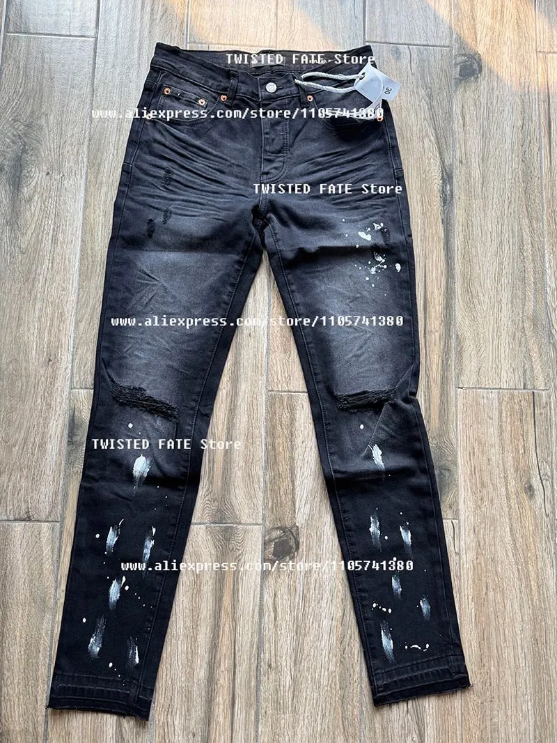 Men's Distressed High Street School Boys Fashion American Style Stretch Skinny Fit Ripped Jeans