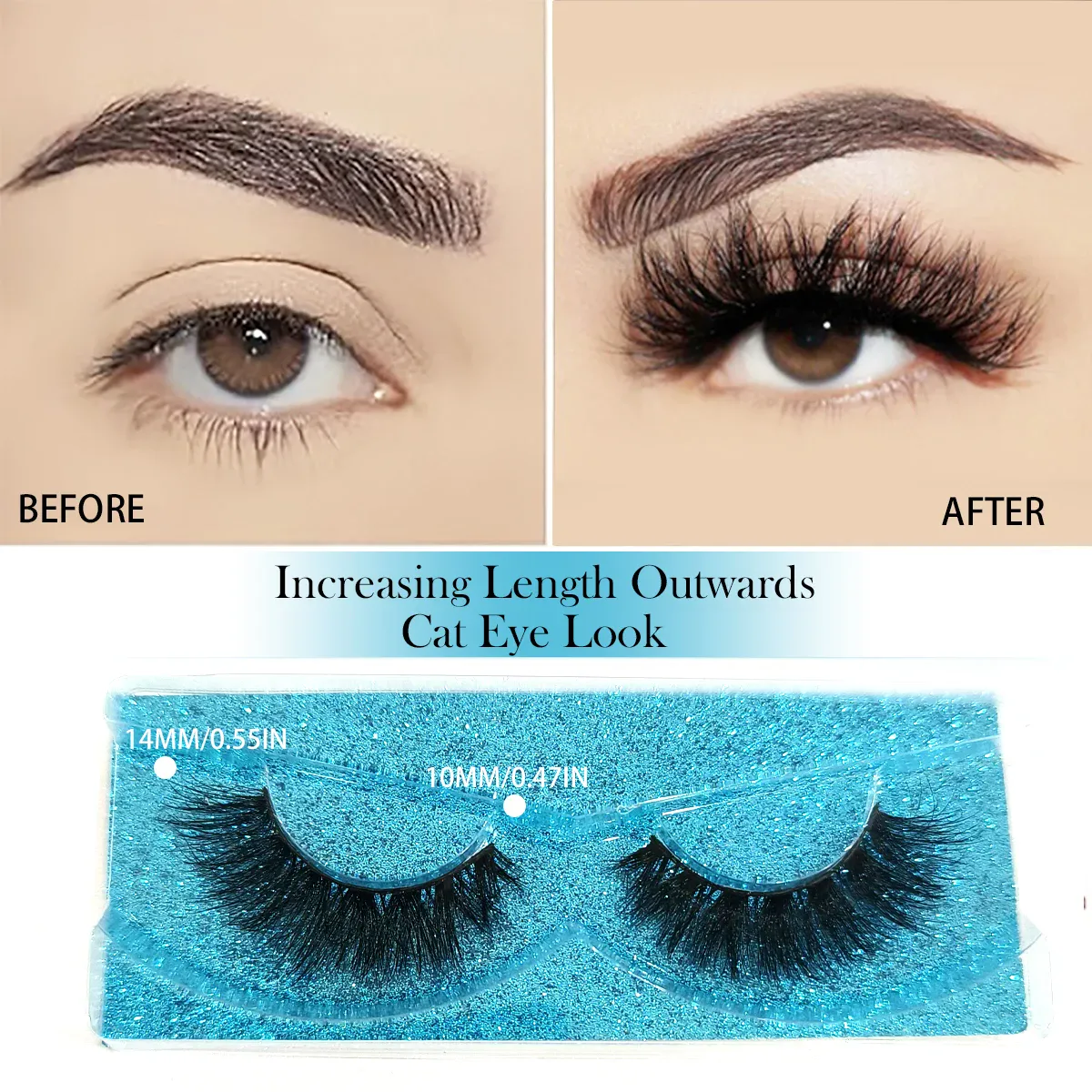 100 Pairs Cat Eye Lashes Natural Long Mixed Style Curling Fluffy Faux Eyelashes Individual Packing Manga Lashes
