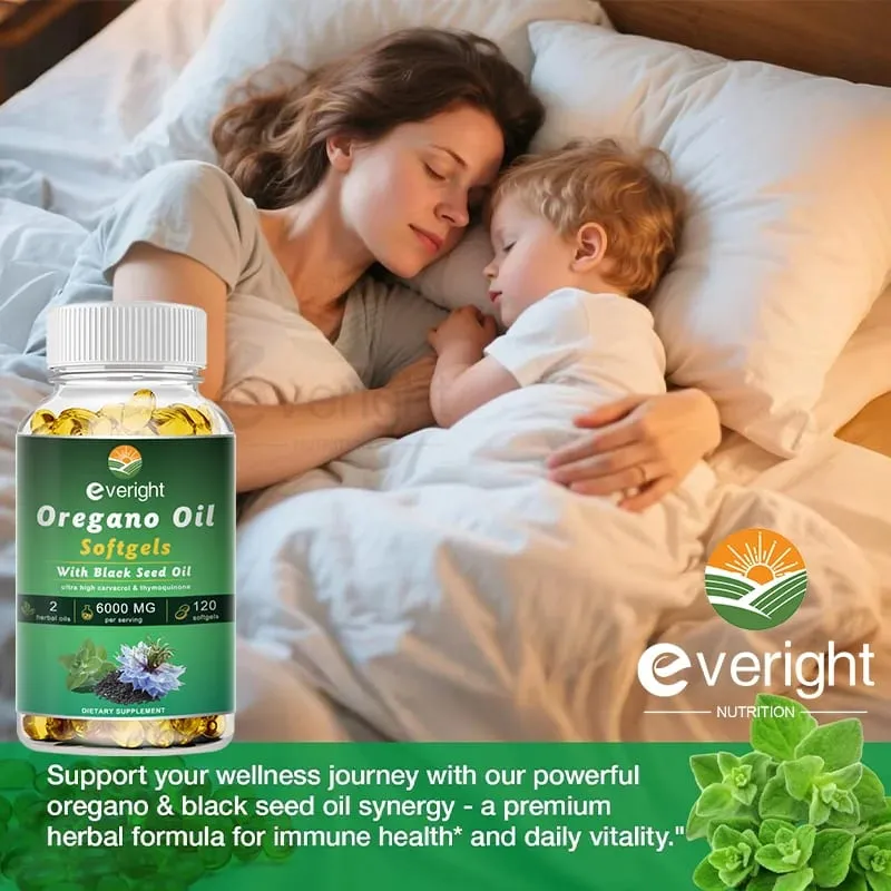 Organic Oregano Oil with Black Seed Oil – Antioxidant Digestive Support Intestinal Flora Balance & Immune System Health