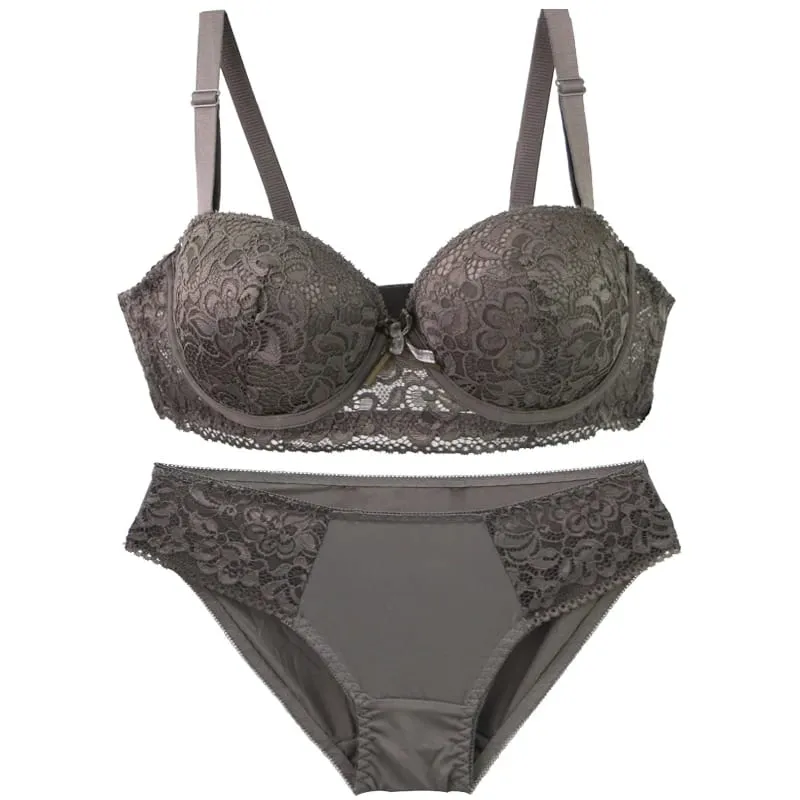 2025 New Floral Knitted Underwire Bra For Women Adjustable Straps Lace BC Cup Underwear Push Up Minimizer Padded Lingerie