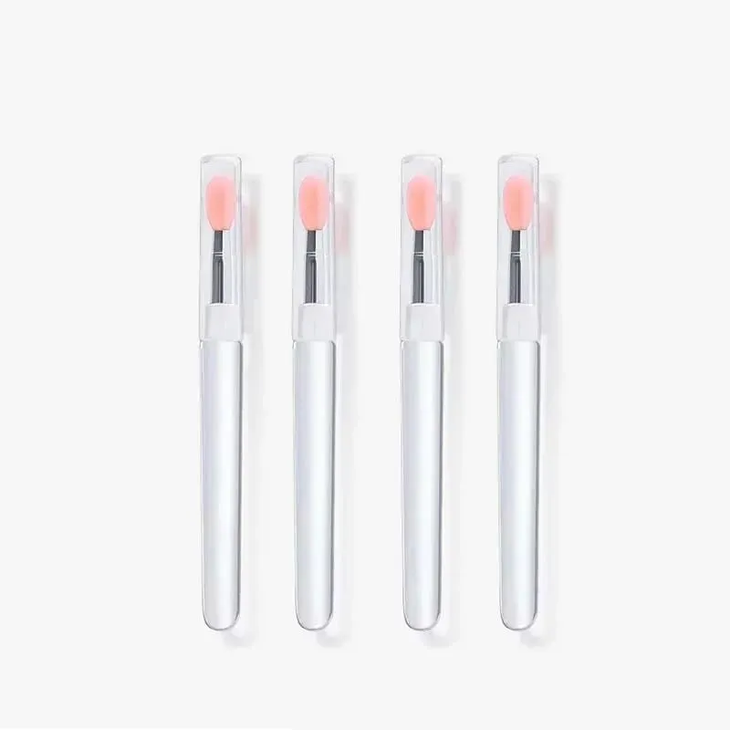 1/2/3/4pcs Portable Silicone Lip Brush With Cover Soft Multifunctional Lip Balm Applicator Lipstick Lipgloss Makeup Brushes