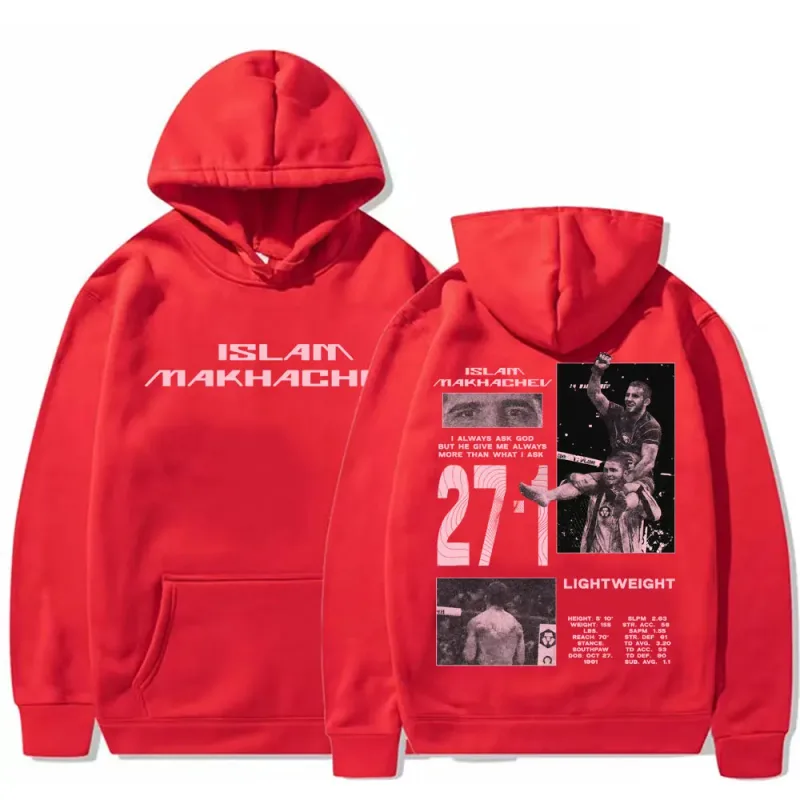 Limited Islam Makhachev Vintage Graphic Hoodies Men's Harajuku Fashion Classic Sweatshirts Casual Fleece Long Sleeve Pullovers