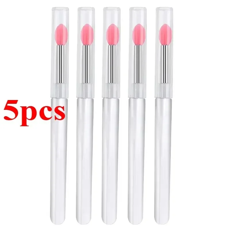 3/5/10PCS Portable Silicone Lip Brush With Cover Soft Multifunctional Lip Balm Applicator Lipstick Lipgloss Makeup Brushes
