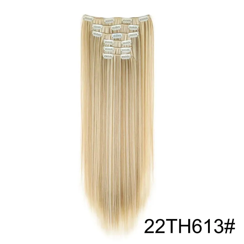 24Inch Synthetic 6pcs/set Long Straight Hair Extension Increasing Volume Extending Soft Comfortable Hairpiece for Women