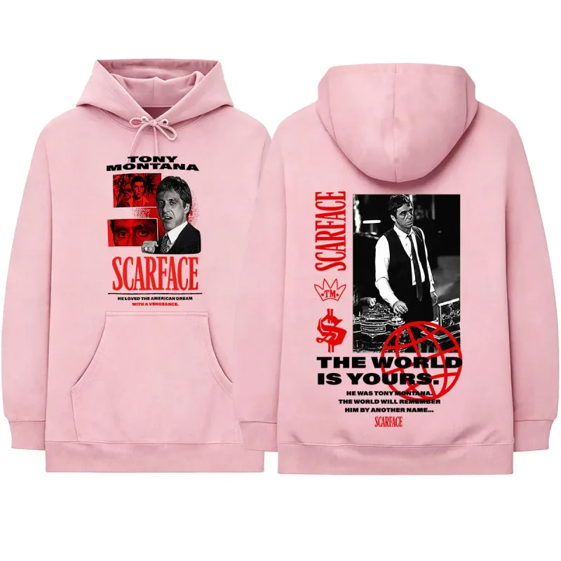 Movie Scarface The World Is Yours Tony Montana Al Pacino Hoodies Men's Women Clothing Fashion Oversized Long Sleeve Sweatshirts