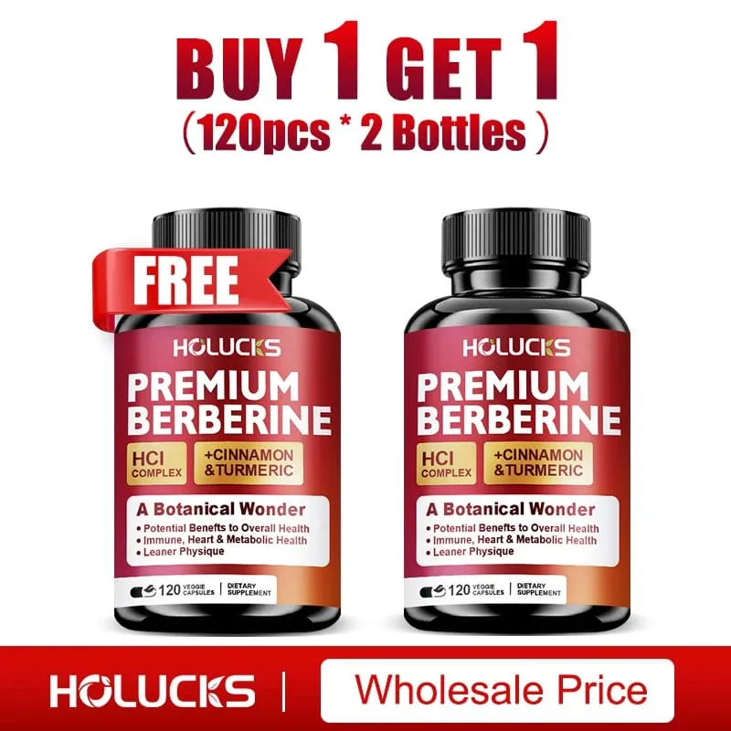Buy 1 Get 1 Free! Premium Berberine Supplement for Natural Blood Sugar Liver Detox Metabolic Health & Weight Management Aid