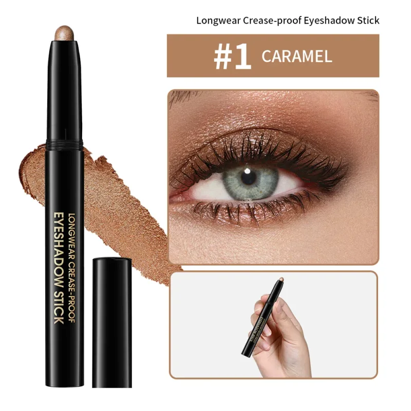 10colors Eyeshadow Stick Matte & Shimmer Shades Waterproof Smudge-proof Glitter Eyeshadow Pencil Stick Lasting Smooth Eye Makeup