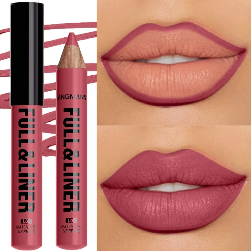 Vandtæt mat lipliner blyant Brun konturfarvet læbestift pen Langtidsholdbar 12 farve træ læbe liner blyant fuldlæbe makeup