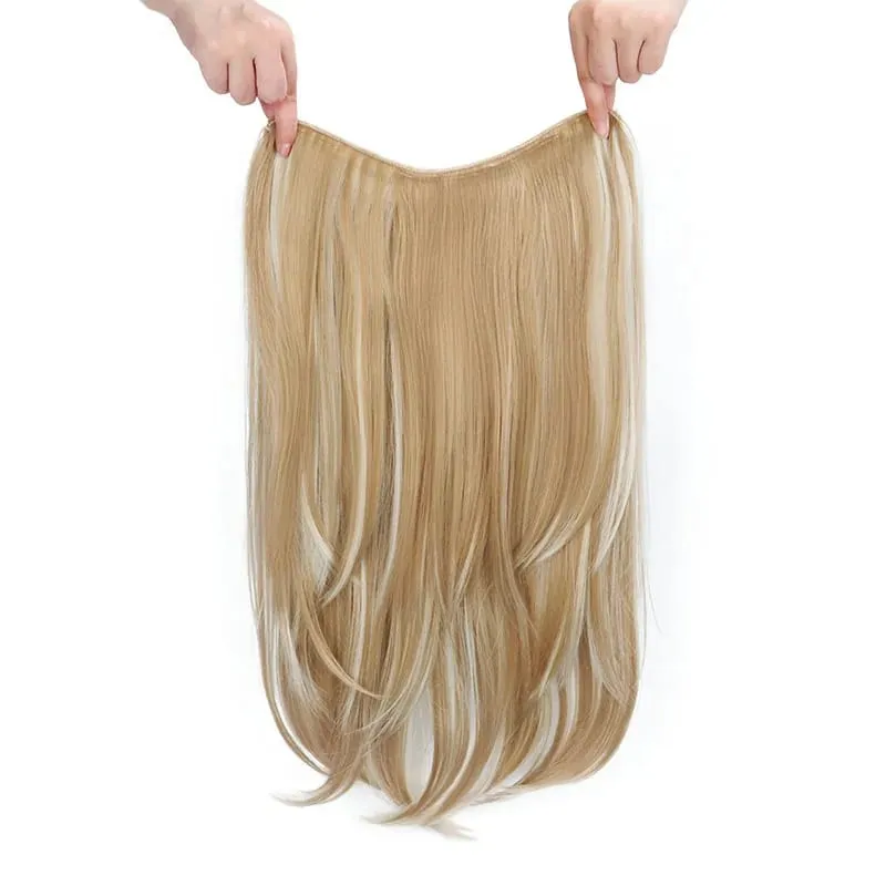 22Inch Synthetic V-Shape Long Straight Hair Extension Layered Hairpiece Natural Invisible Everyday Wear for Women Daily Party