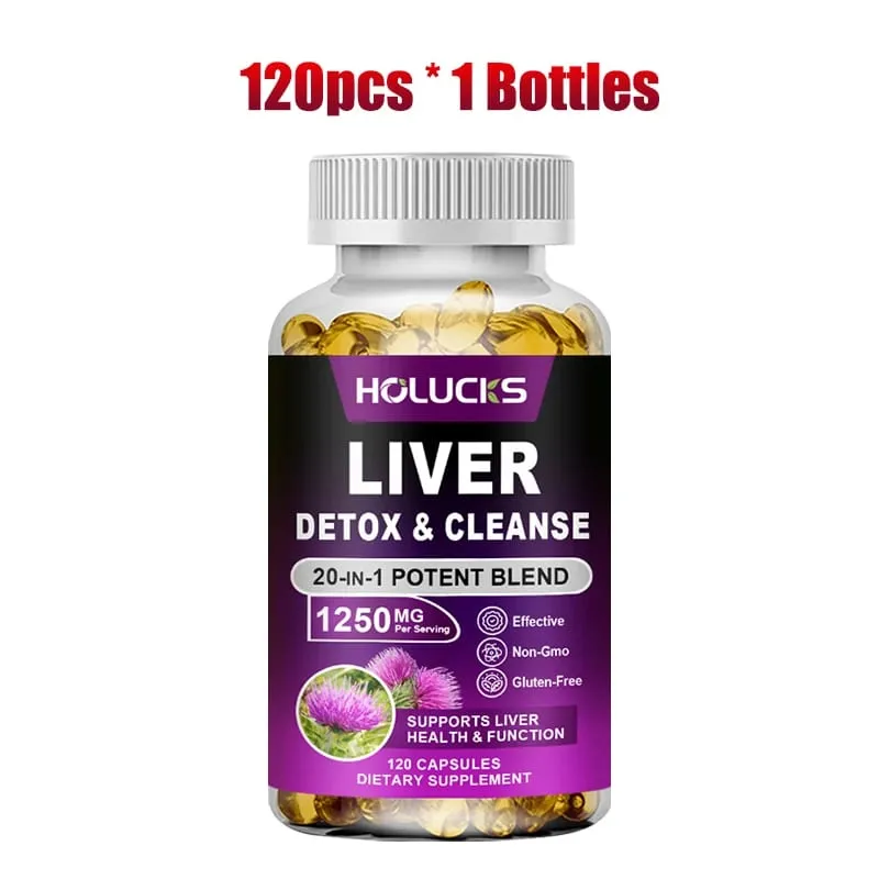 Liver Detox & Cleanse Capsules พร้อม Milk Thistle สนับสนุนการกำจัดสารพิษ การย่อยอาหารและสุขภาพไต สารต้านอนุมูลอิสระและสารล้างพิษ