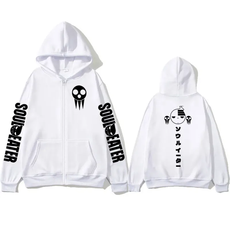 Japanese Anime Soul Eater Death The Kid Zipper Hoodies Men Women Zip Up Hooded Sweatshirts Long Sleeves Pullovers Jackets Caots
