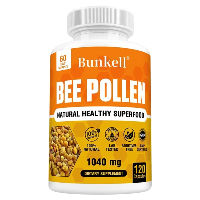 Bipollentilskud 100 % naturligt rå bipollen Vegetarkapsler Probiotisk Superfood Fordøjelse Immunstøtte og energi