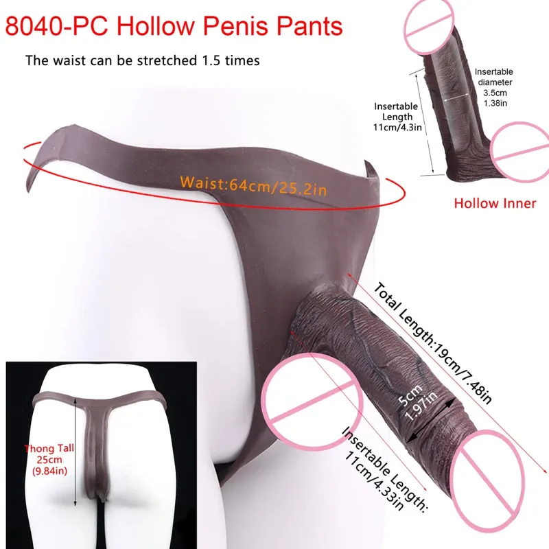 2 Colors Huge Hollow Dildo Pants High Waist Strap-On Penis Extender насадка на член For Men Delay Ejaculation Ultra Dildo