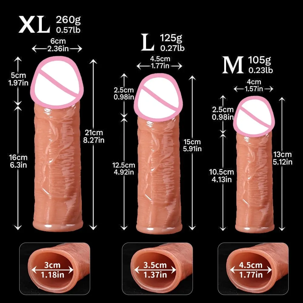 Penis Enlargement for Men Sleeve Cock Ring Delay Ejaculation Penis Extender Condom Lock Ring Sex Toys Artificial Penis Training