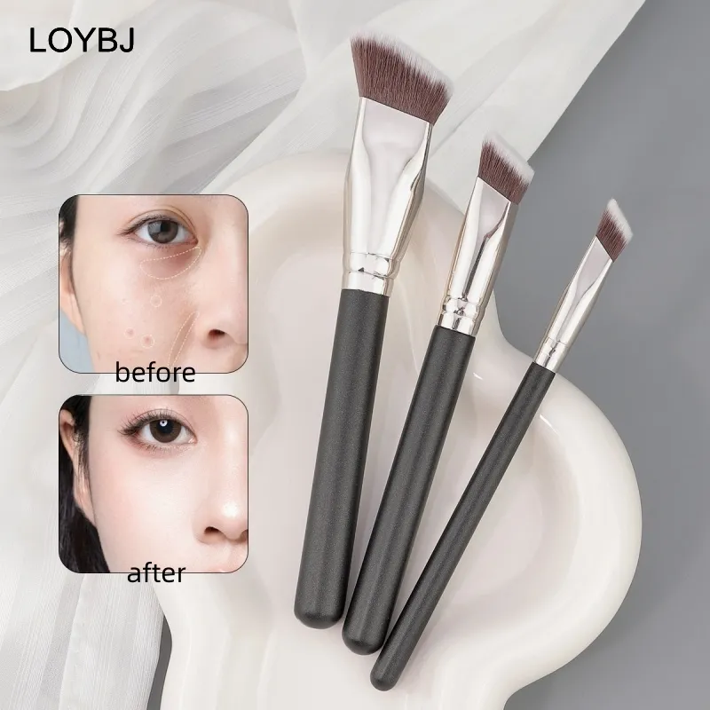 3pcs Angled Foundation Makeup Brush Set Professional Makeup Brushes for Liquid Foundation Cream BB Concealer Women Beauty Tools